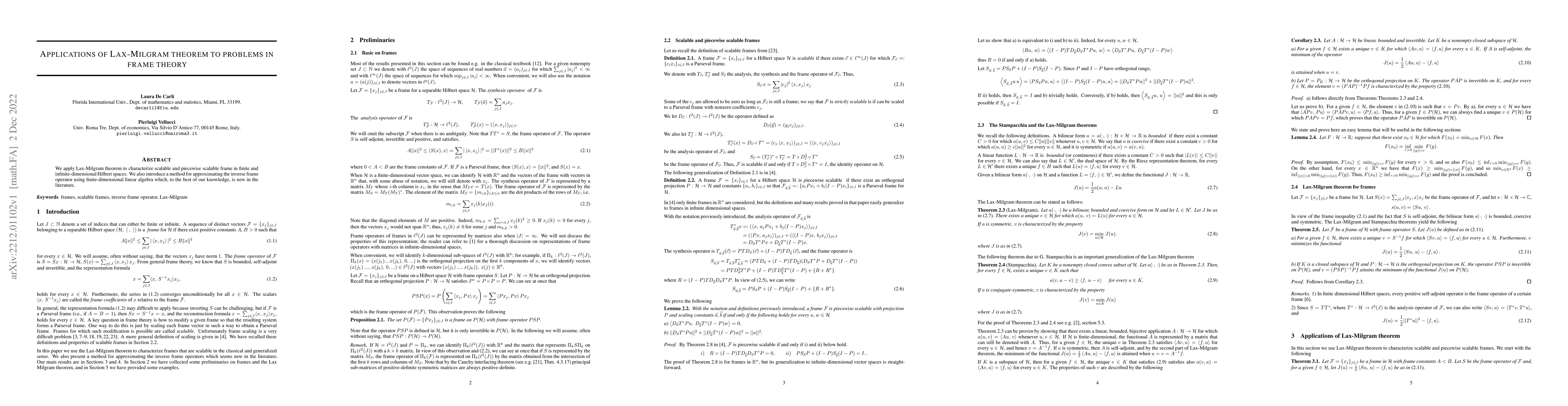 Thumbnail for Applications of Lax-Milgram theorem to problems in frame theory