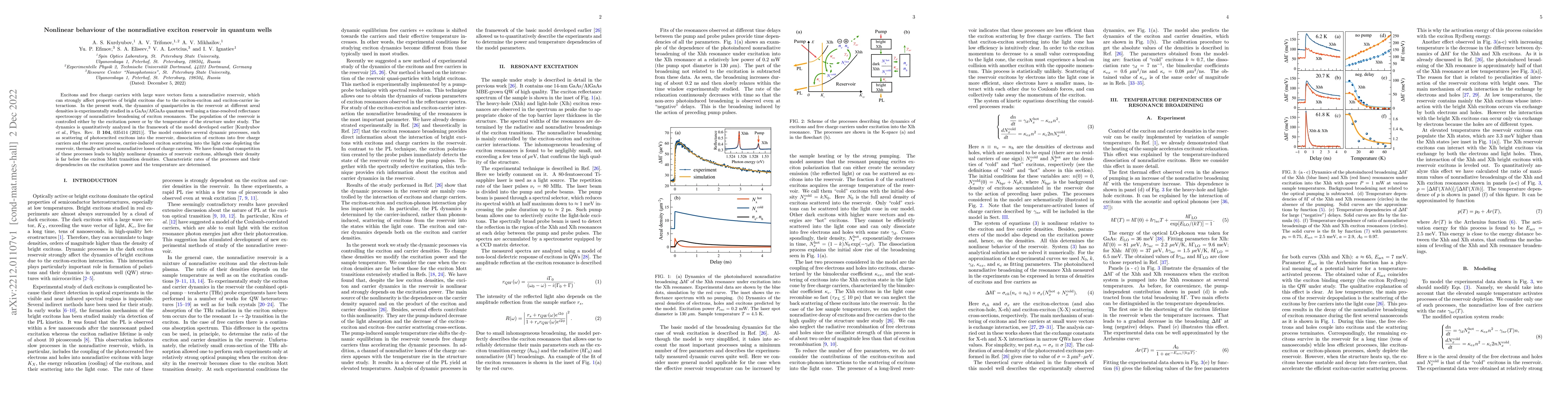 Thumbnail for Nonlinear behaviour of the nonradiative exciton reservoir in quantum
  wells