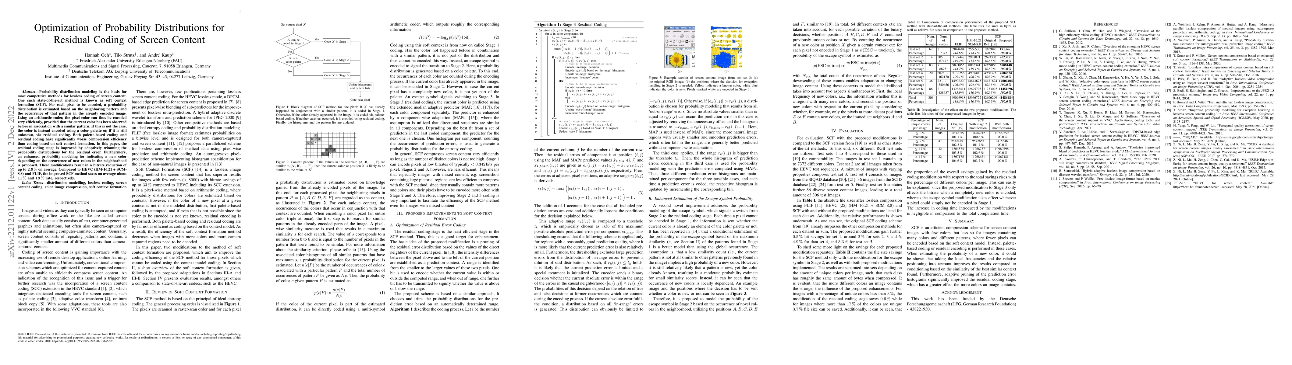 Thumbnail for Optimization of Probability Distributions for Residual Coding of Screen
  Content