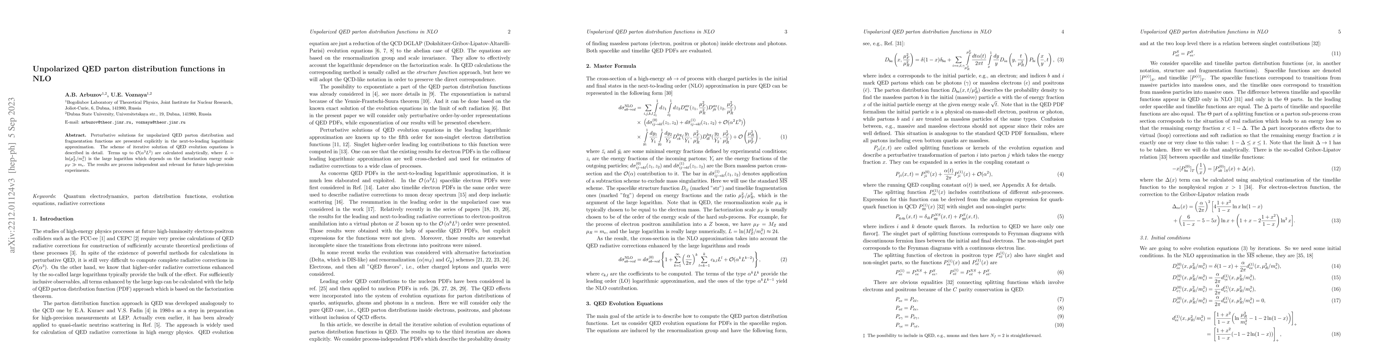 Thumbnail for Unpolarized QED parton distribution functions in NLO