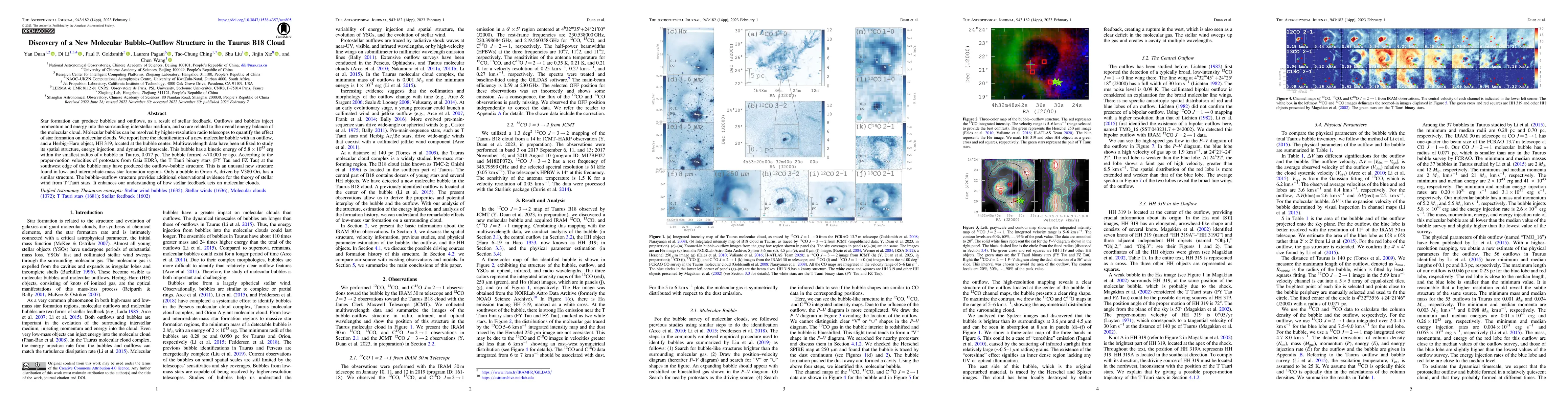 Thumbnail for Discovery of a New Molecular Bubble-Outflow Structure in the Taurus B18
  Cloud