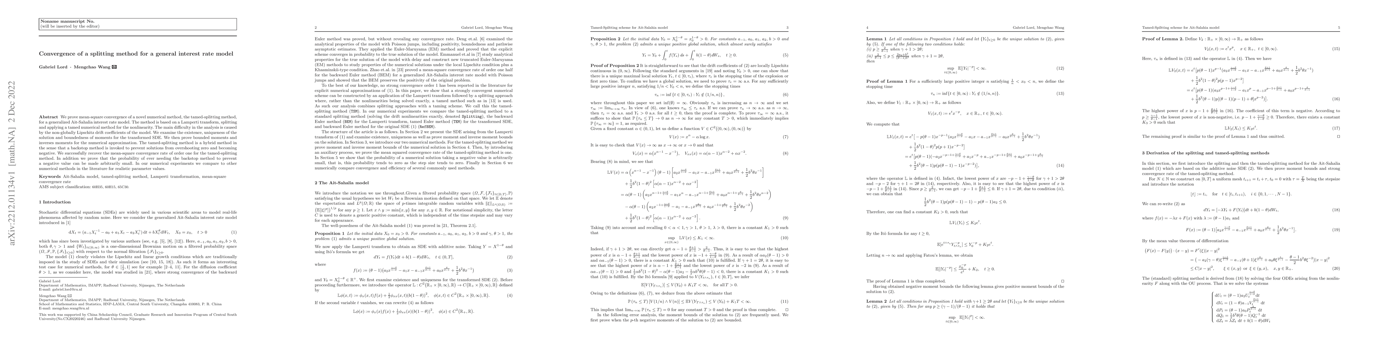 Thumbnail for Convergence of a splitting method for a general interest rate model