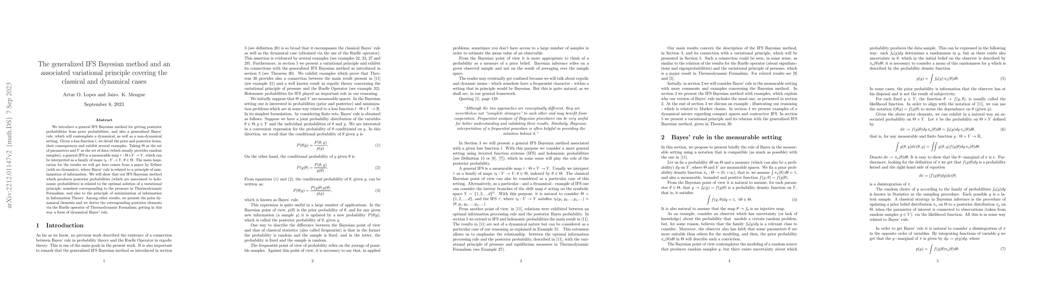 Thumbnail for The generalized IFS Bayesian method and an associated variational
  principle covering the classical and dynamical cases