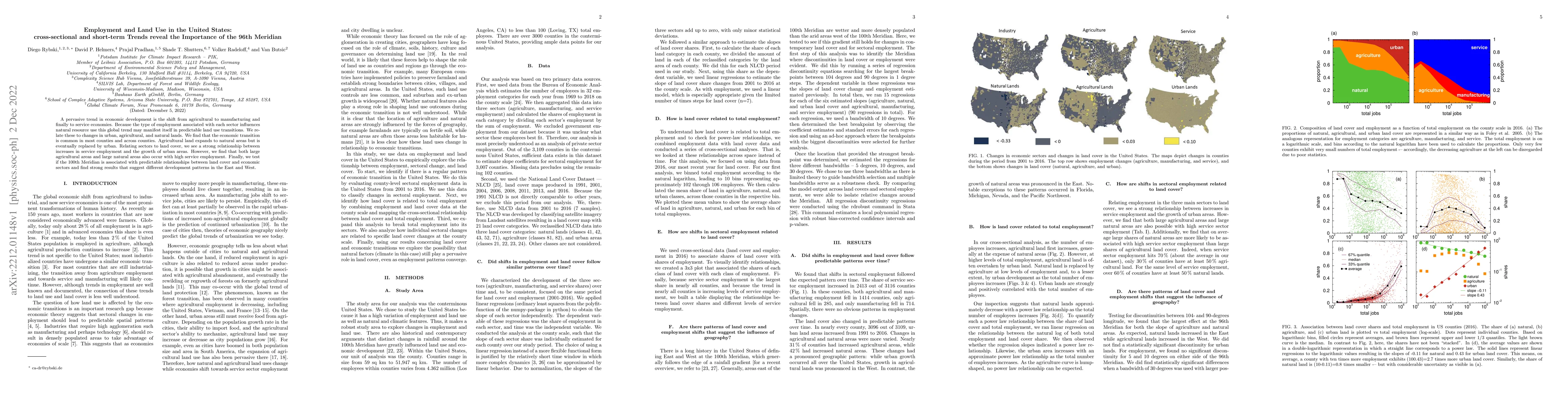 Thumbnail for Employment and Land Use in the United States: cross-sectional and
  short-term Trends reveal the Importance of the 96th Meridian