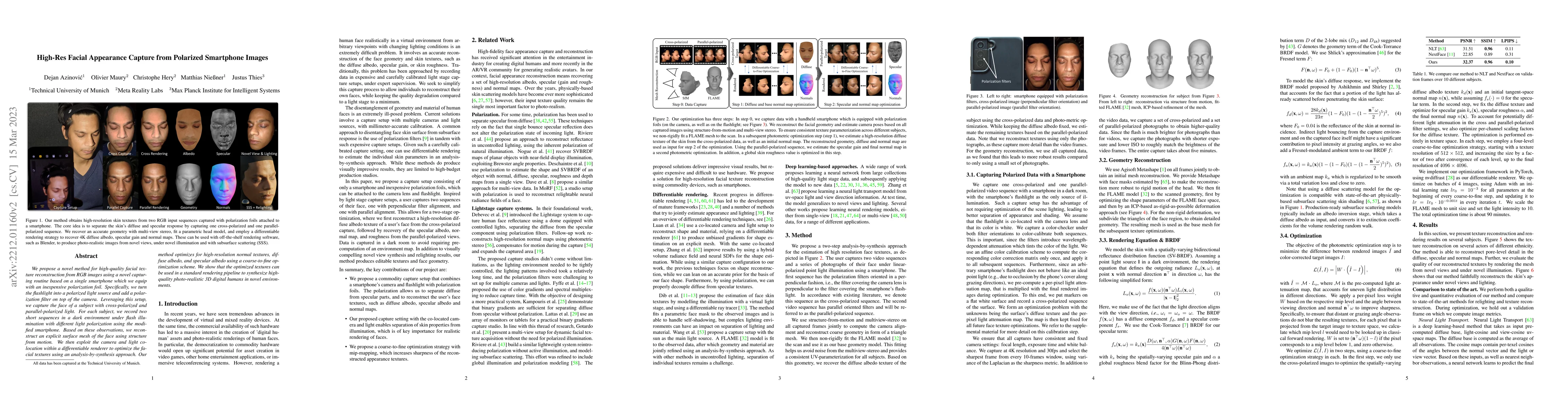 Thumbnail for High-Res Facial Appearance Capture from Polarized Smartphone Images