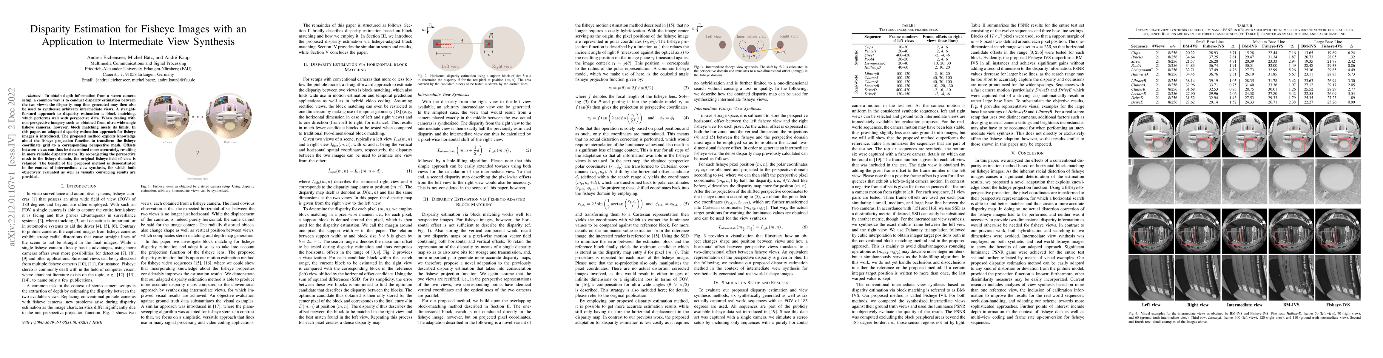 Thumbnail for Disparity estimation for fisheye images with an application to
  intermediate view synthesis