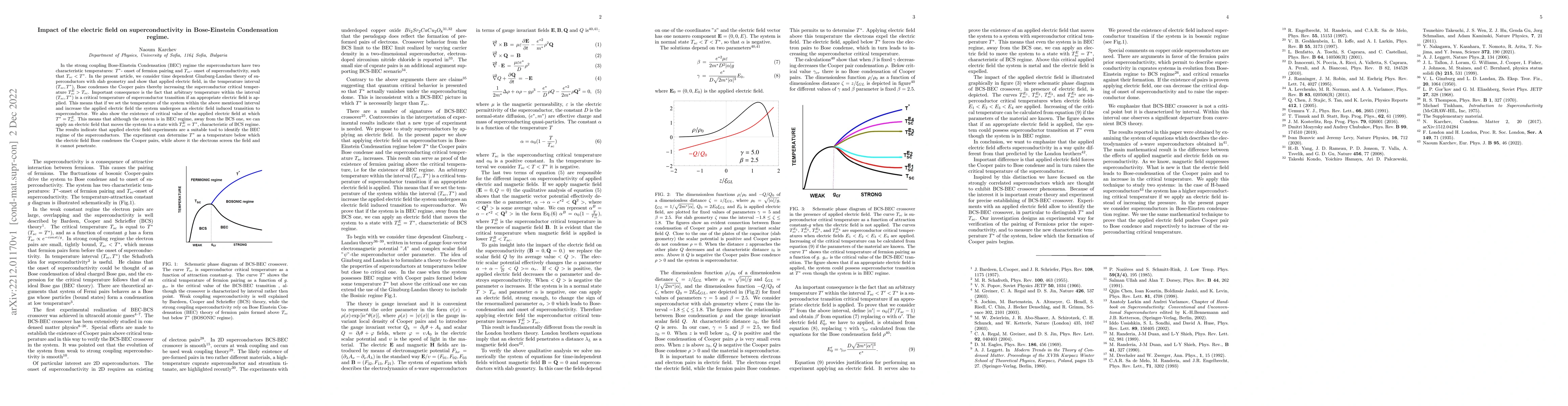 Thumbnail for Impact of the electric field on superconductivity in Bose-Einstein
  Condensation regime