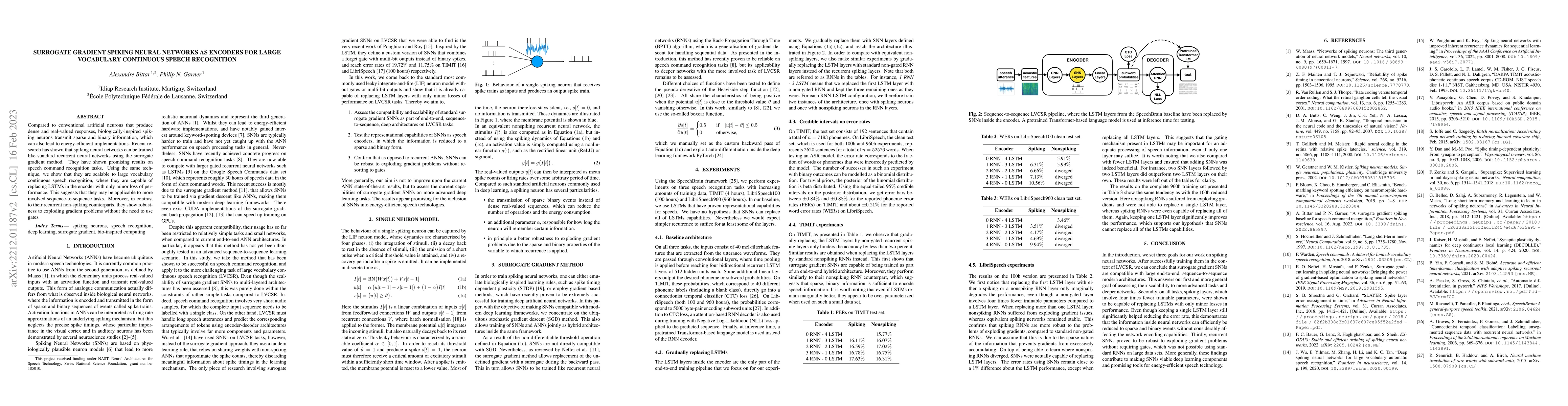 Thumbnail for Surrogate Gradient Spiking Neural Networks as Encoders for Large
  Vocabulary Continuous Speech Recognition