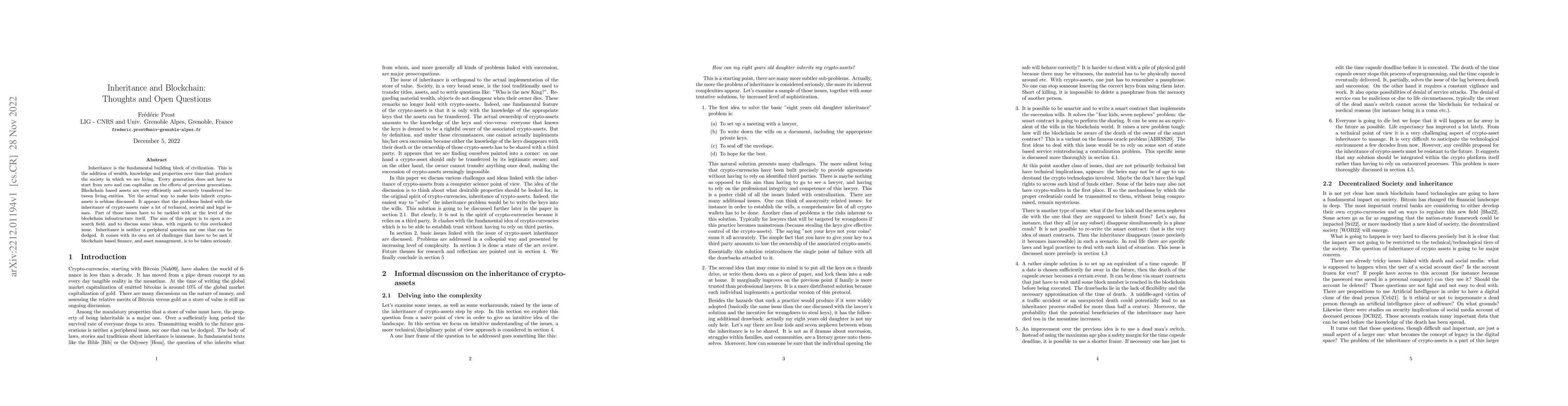 Thumbnail for Inheritance and Blockchain: Thoughts and Open Questions