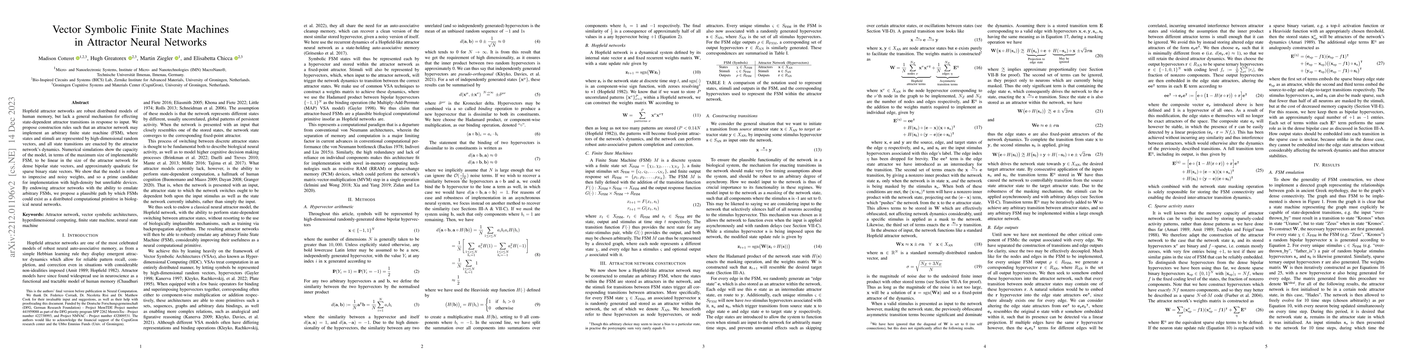 Thumbnail for Vector Symbolic Finite State Machines in Attractor Neural Networks