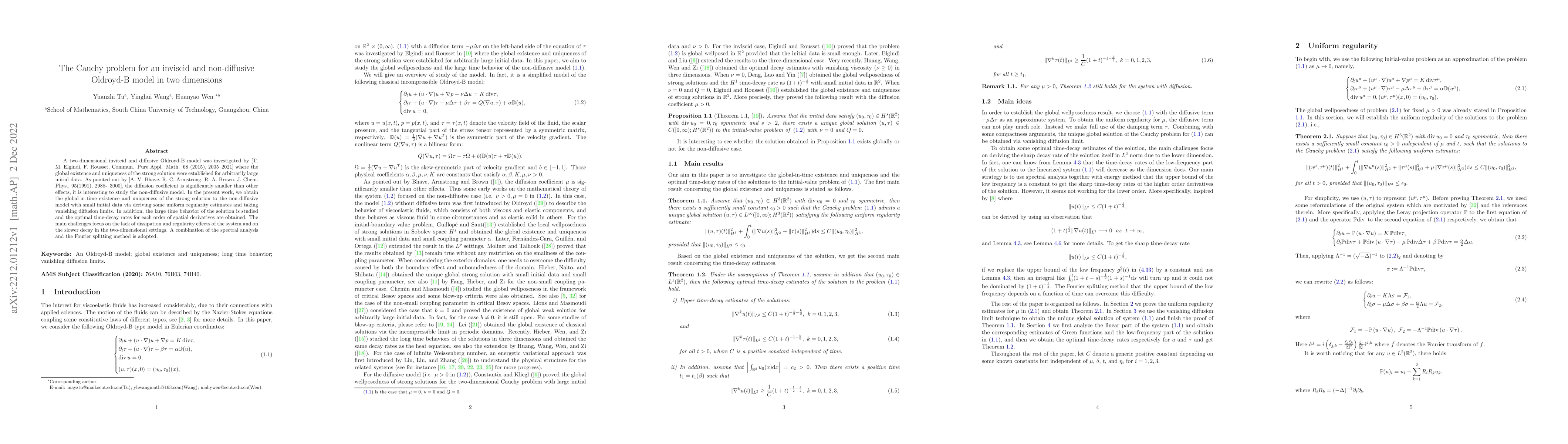 Thumbnail for The Cauchy problem for an inviscid and non-diffusive Oldroyd-B model in
  two dimensions