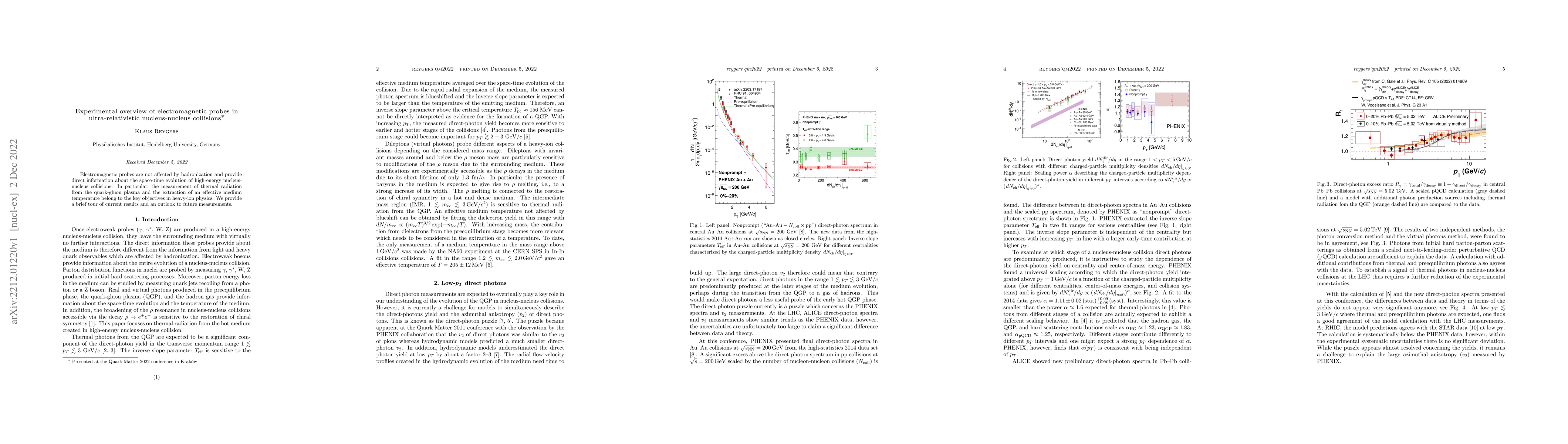 Thumbnail for Experimental overview of electromagnetic probes in ultra-relativistic
  nucleus-nucleus collisions