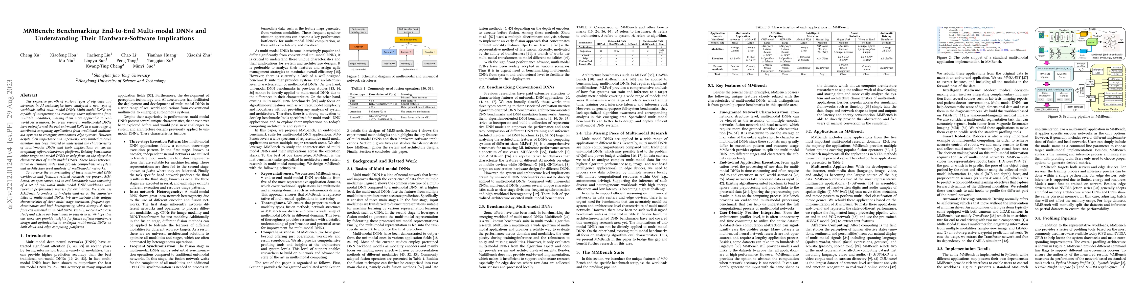 Thumbnail for MMBench: Benchmarking End-to-End Multi-modal DNNs and Understanding
  Their Hardware-Software Implications