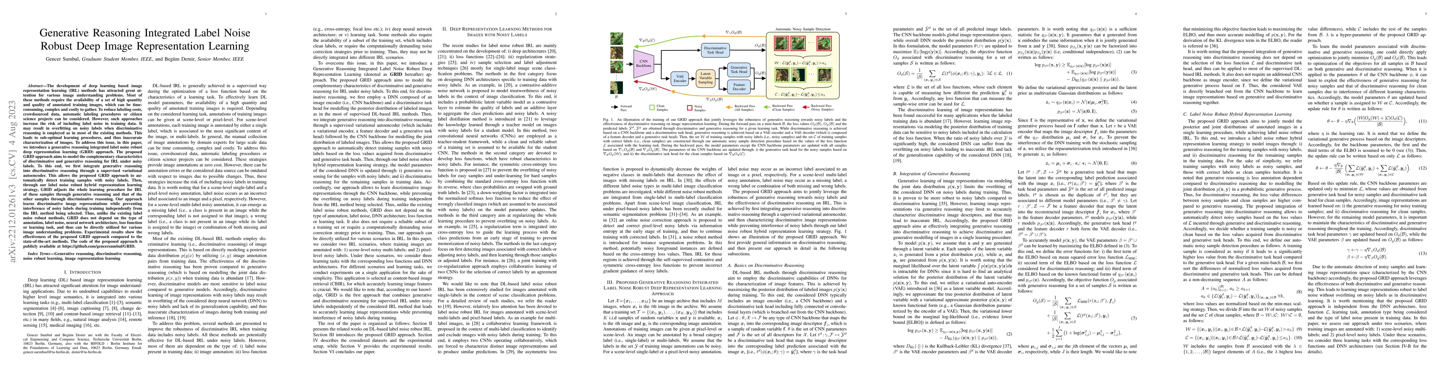 Thumbnail for Generative Reasoning Integrated Label Noise Robust Deep Image
  Representation Learning