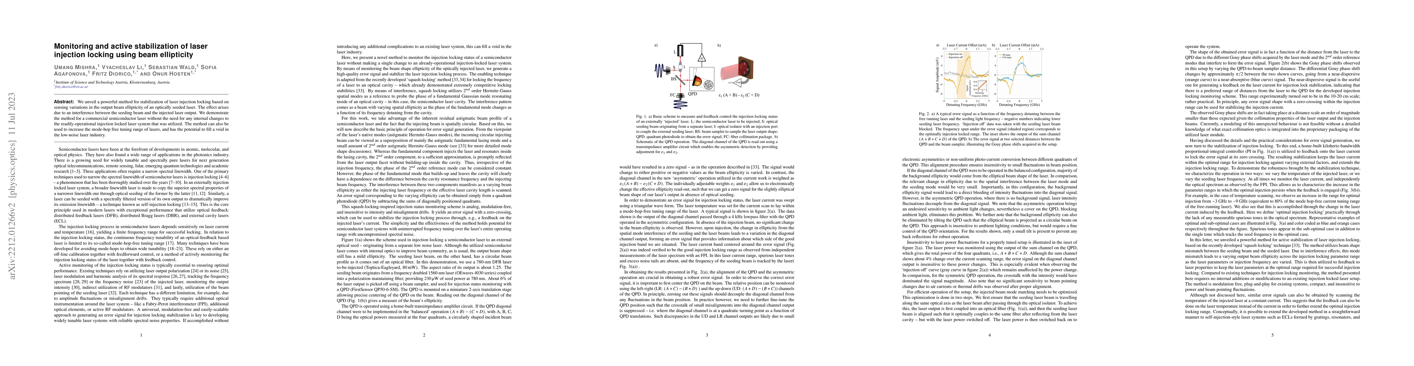 Thumbnail for Monitoring and active stabilization of laser injection locking using
  beam ellipticity