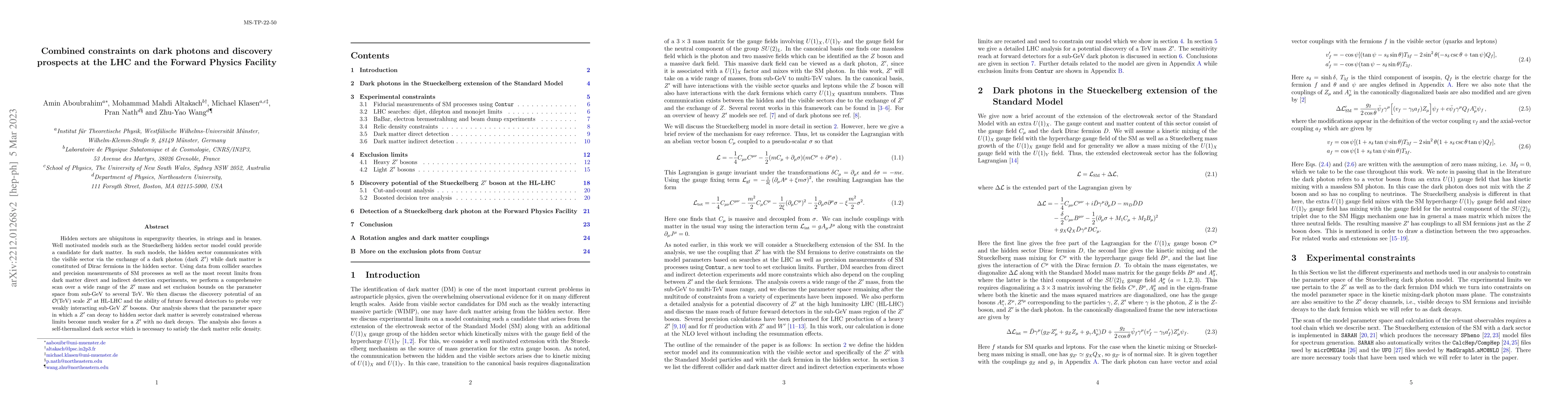 Thumbnail for Combined constraints on dark photons and discovery prospects at the LHC
  and the Forward Physics Facility