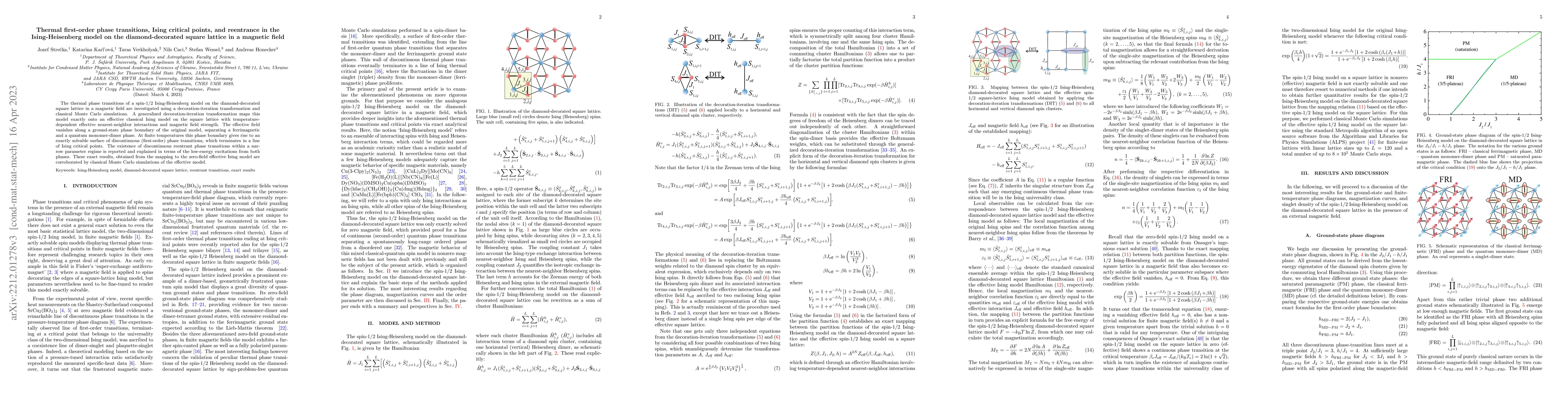 Thumbnail for Thermal first-order phase transitions, Ising critical points, and
  reentrance in the Ising-Heisenberg model on the diamond-decorated square
  lattice in a magnetic field