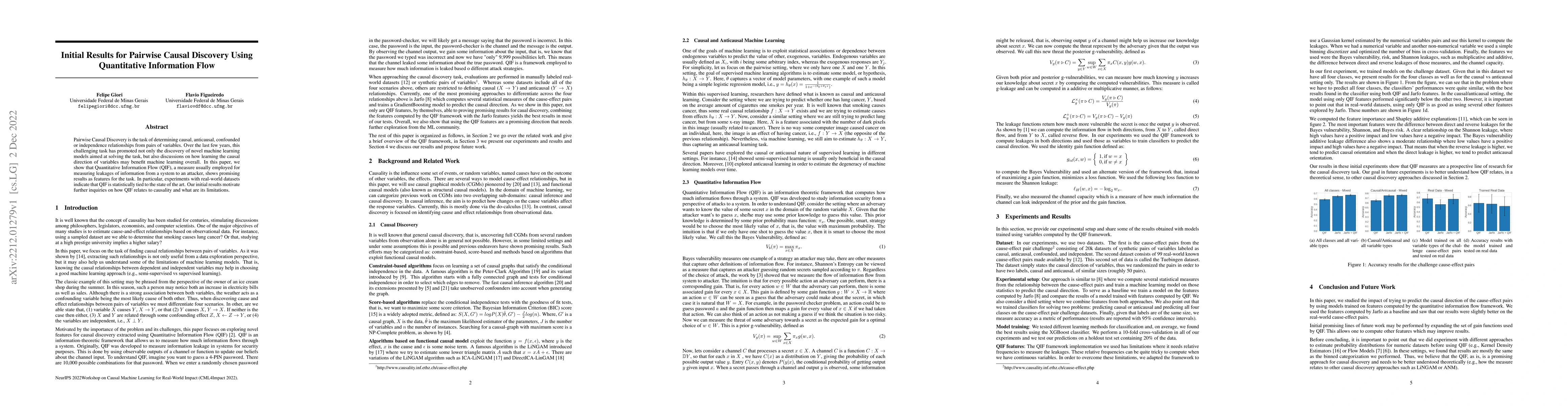 Thumbnail for Initial Results for Pairwise Causal Discovery Using Quantitative
  Information Flow