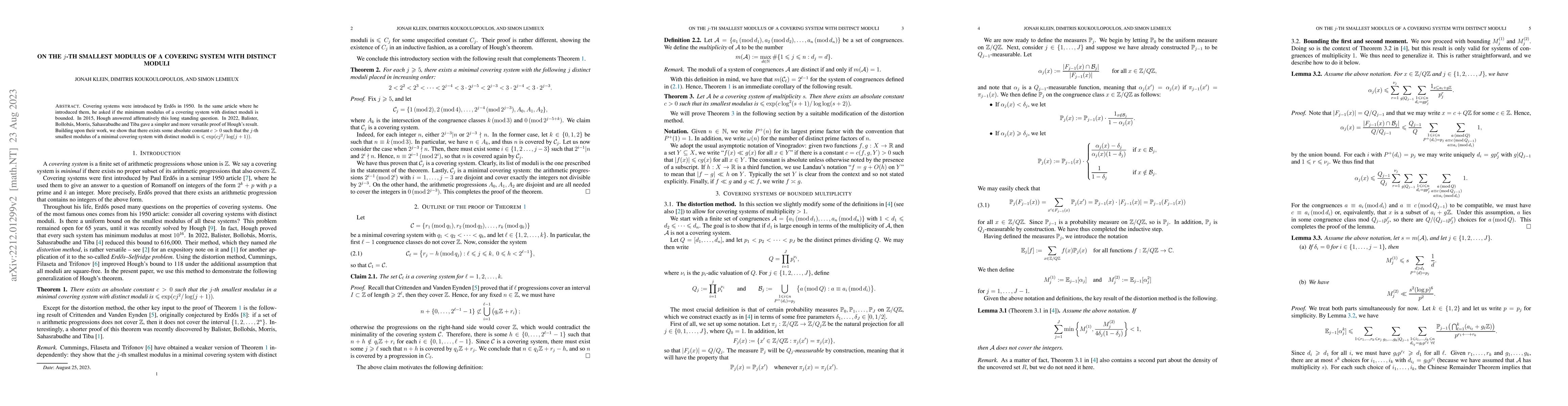 Thumbnail for On the $j$-th smallest modulus of a covering system with distinct moduli