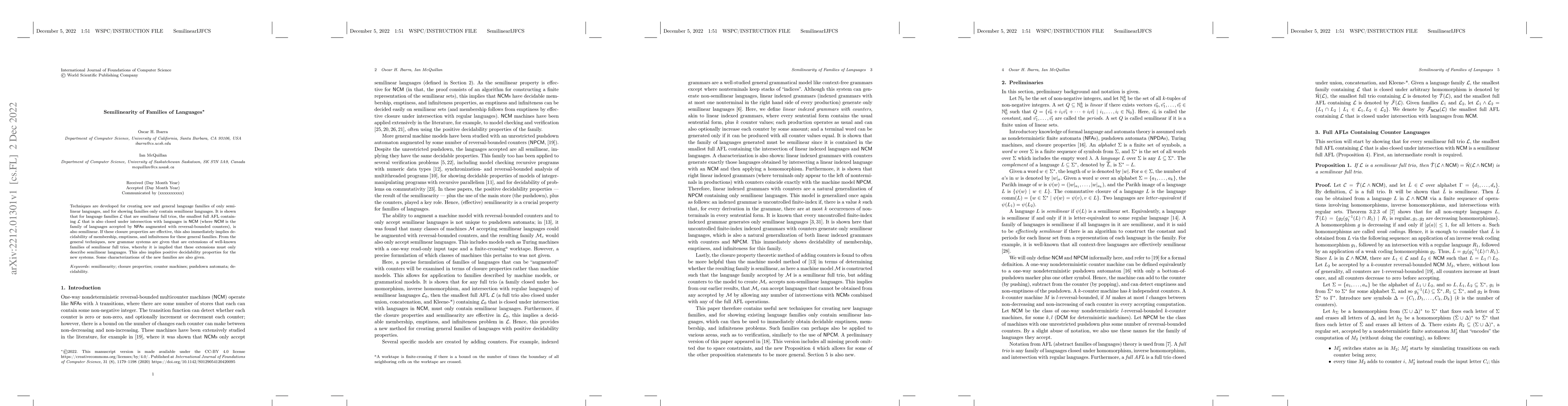 Thumbnail for Semilinearity of Families of Languages