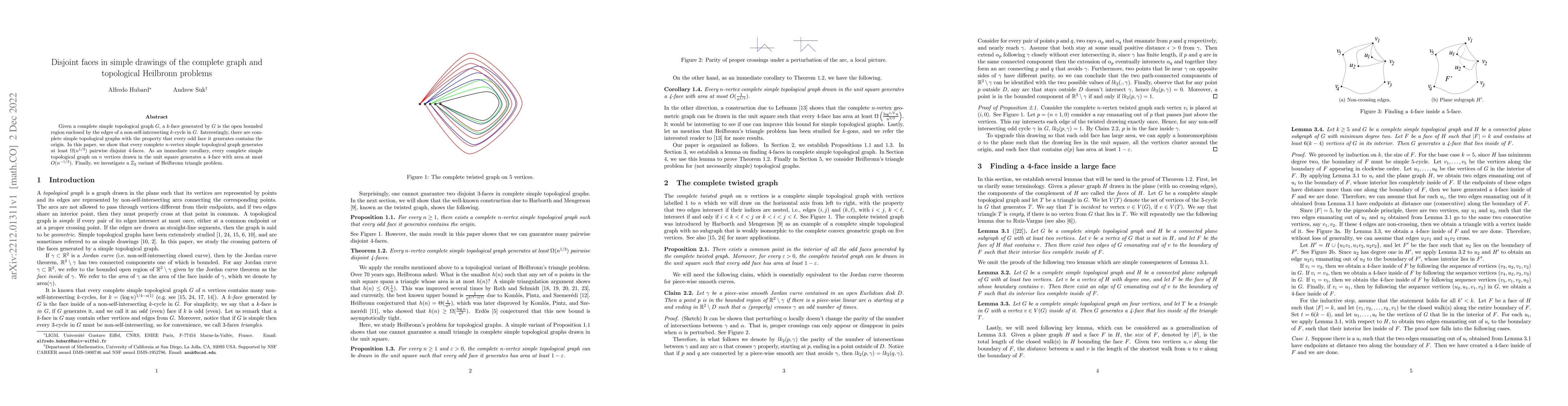 Thumbnail for Disjoint faces in simple drawings of the complete graph and topological
  Heilbronn problems