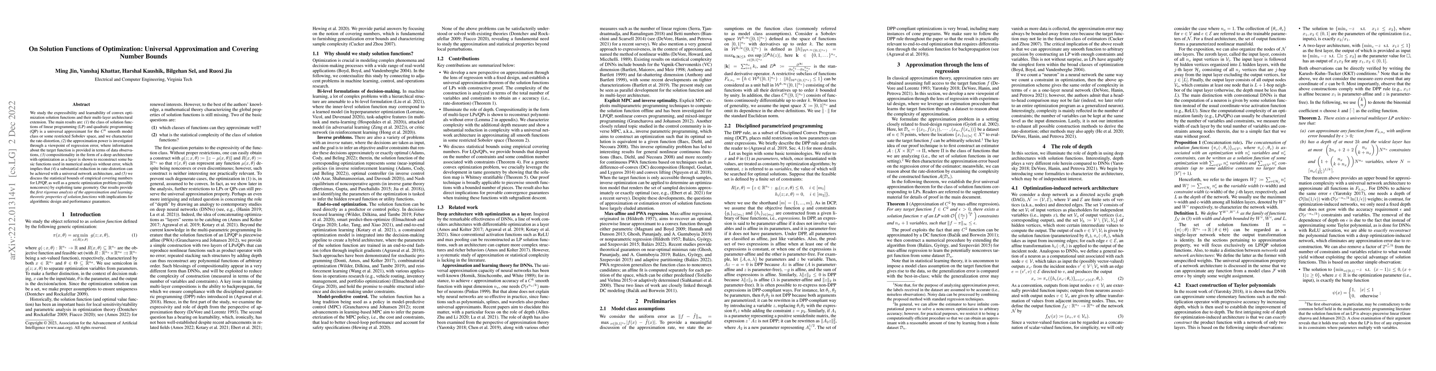 Thumbnail for On Solution Functions of Optimization: Universal Approximation and
  Covering Number Bounds