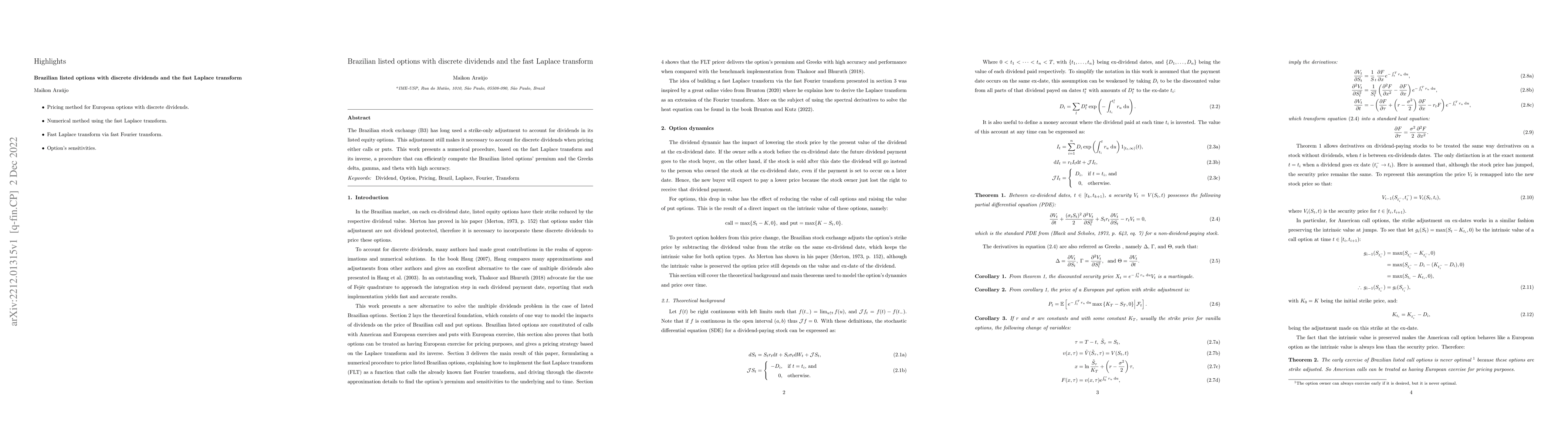 Thumbnail for Brazilian listed options with discrete dividends and the fast Laplace
  transform