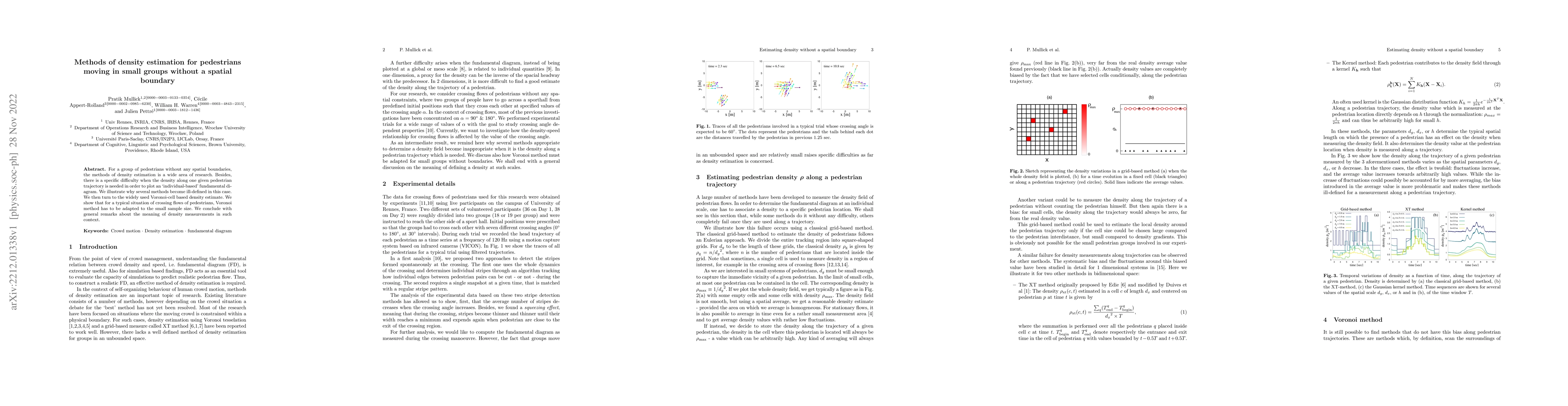 Thumbnail for Methods of density estimation for pedestrians moving in small groups
  without a spatial boundary