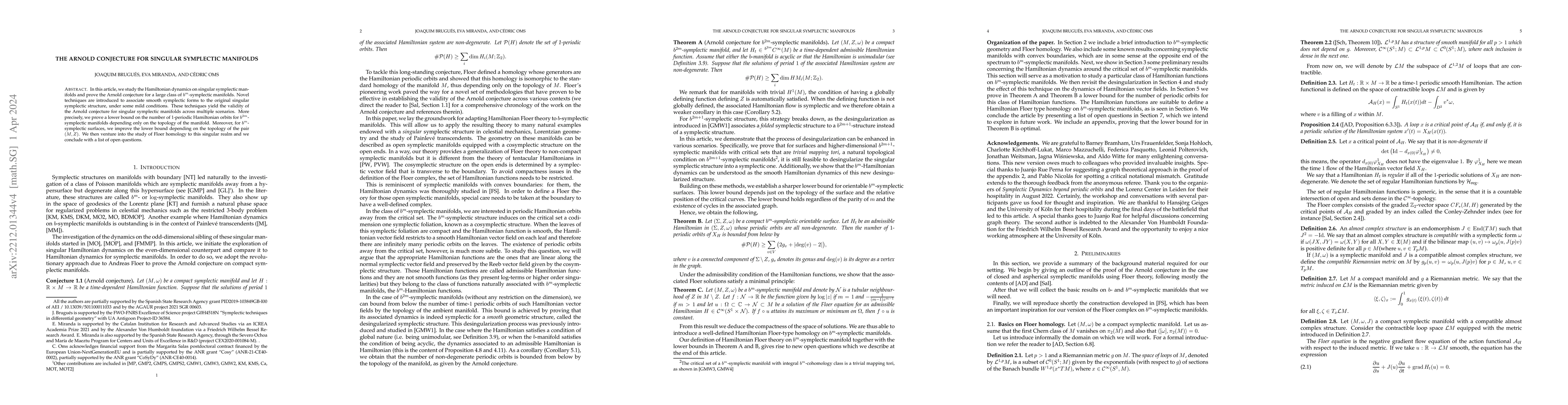 Thumbnail for The Arnold conjecture for singular symplectic manifolds