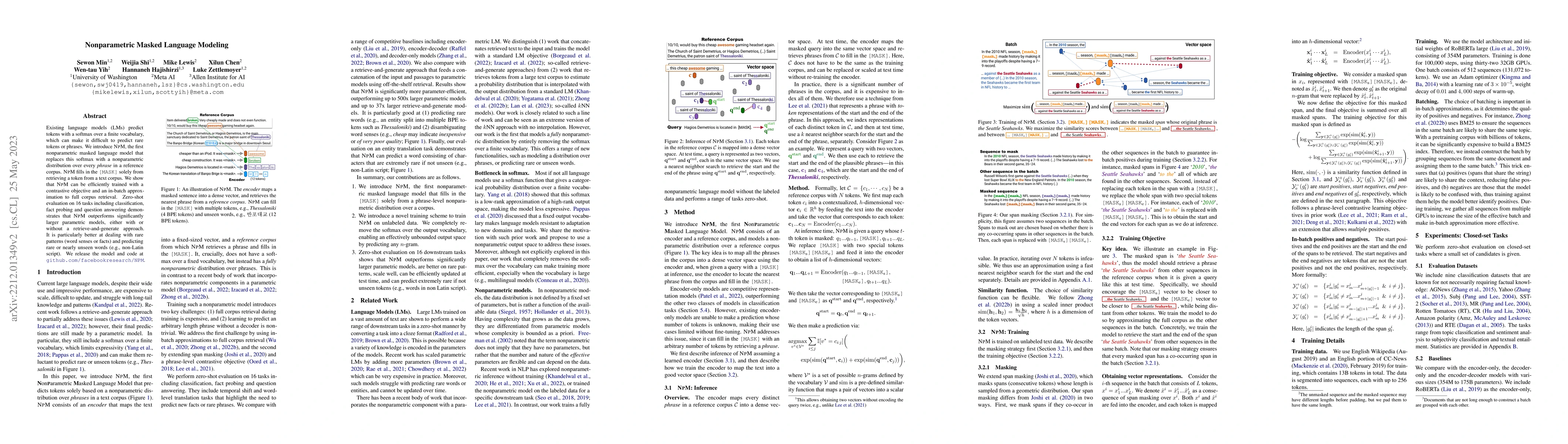 Thumbnail for Nonparametric Masked Language Modeling
