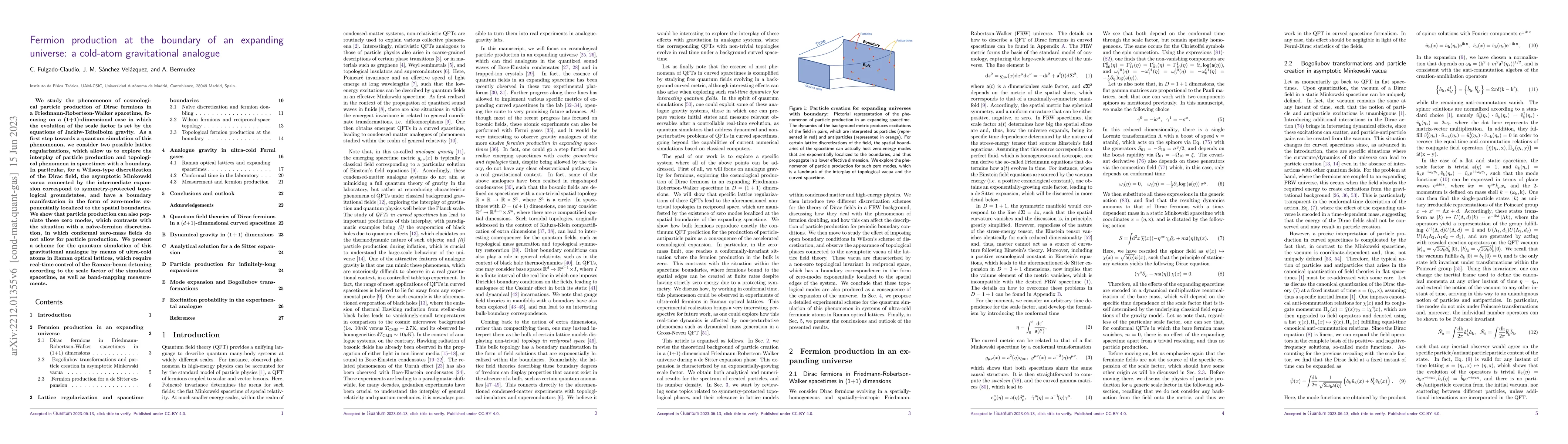 Thumbnail for Fermion production at the boundary of an expanding universe: a cold-atom
  gravitational analogue