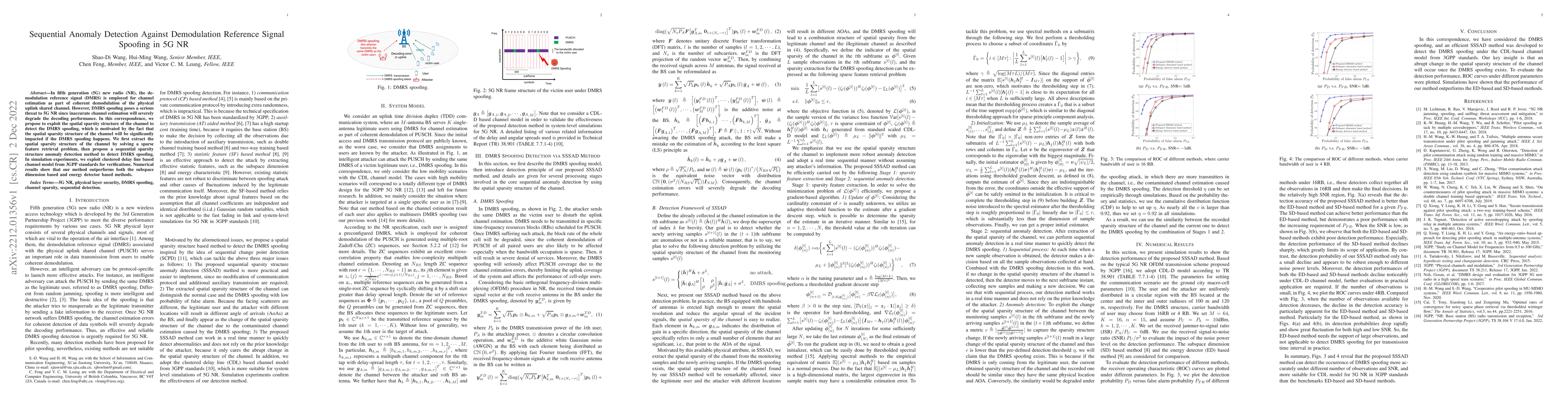 Thumbnail for Sequential Anomaly Detection Against Demodulation Reference Signal
  Spoofing in 5G NR