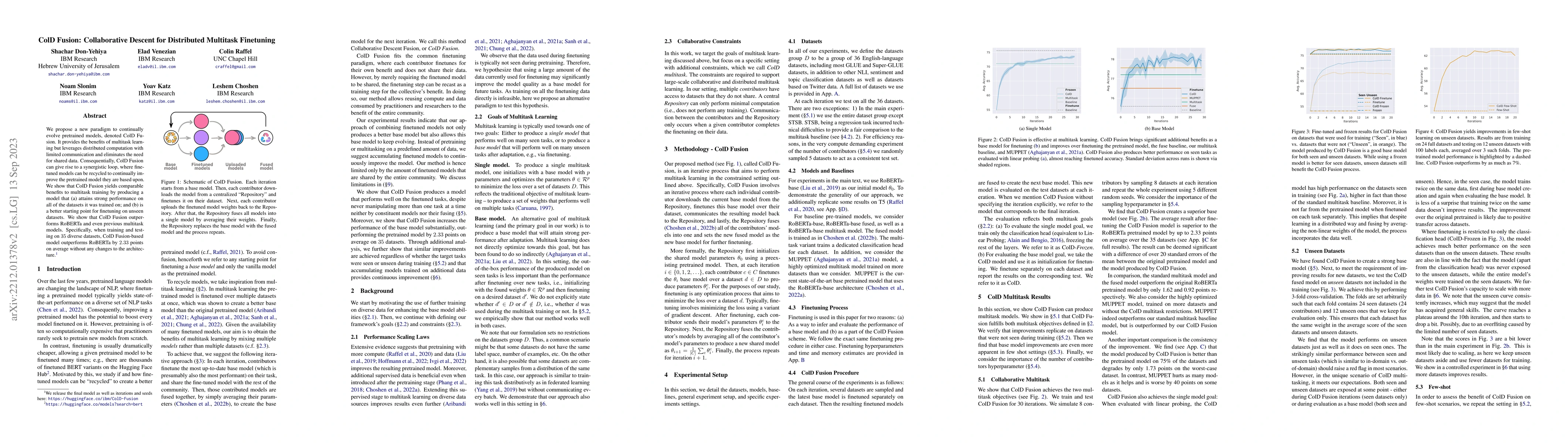 Thumbnail for ColD Fusion: Collaborative Descent for Distributed Multitask Finetuning