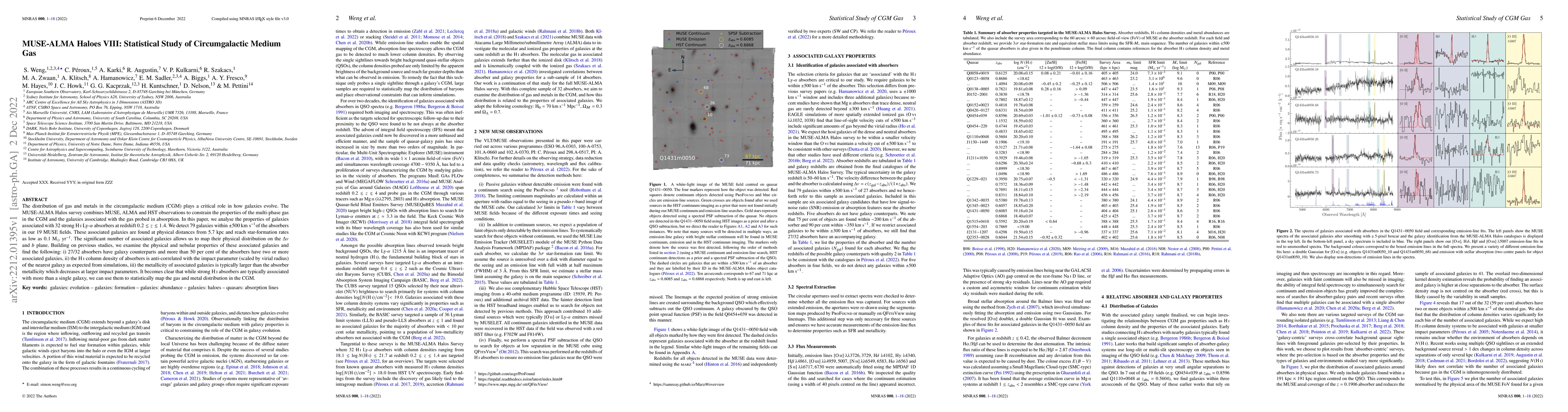 Thumbnail for MUSE-ALMA Haloes VIII: Statistical Study of Circumgalactic Medium Gas