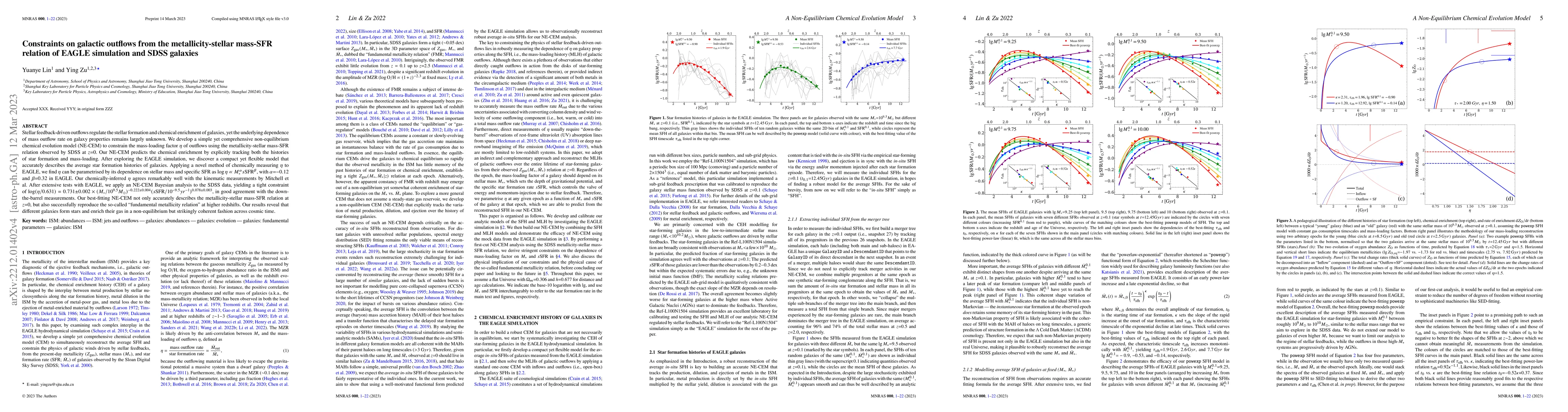Thumbnail for Constraints on galactic outflows from the metallicity-stellar mass-SFR
  relation of EAGLE simulation and SDSS galaxies