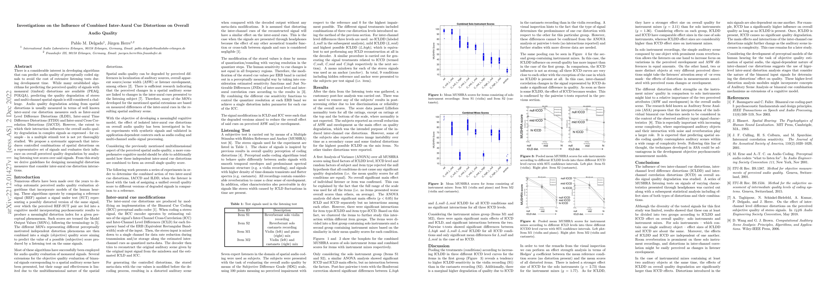 Thumbnail for Investigations on the Influence of Combined Inter-Aural Cue Distortions
  on Overall Audio Quality