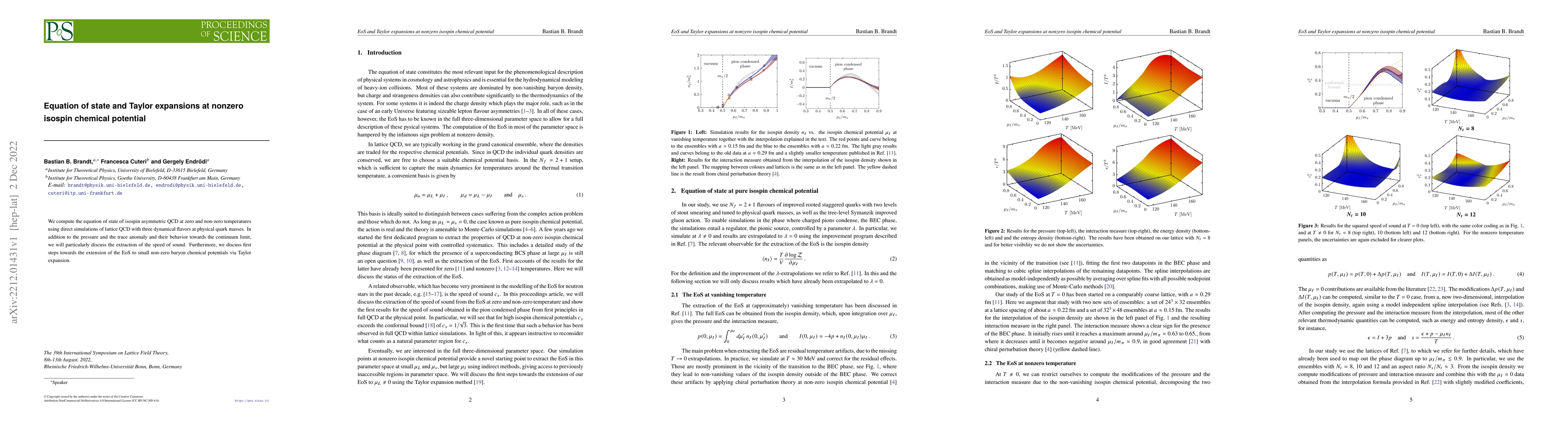 Thumbnail for Equation of state and Taylor expansions at nonzero isospin chemical
  potential