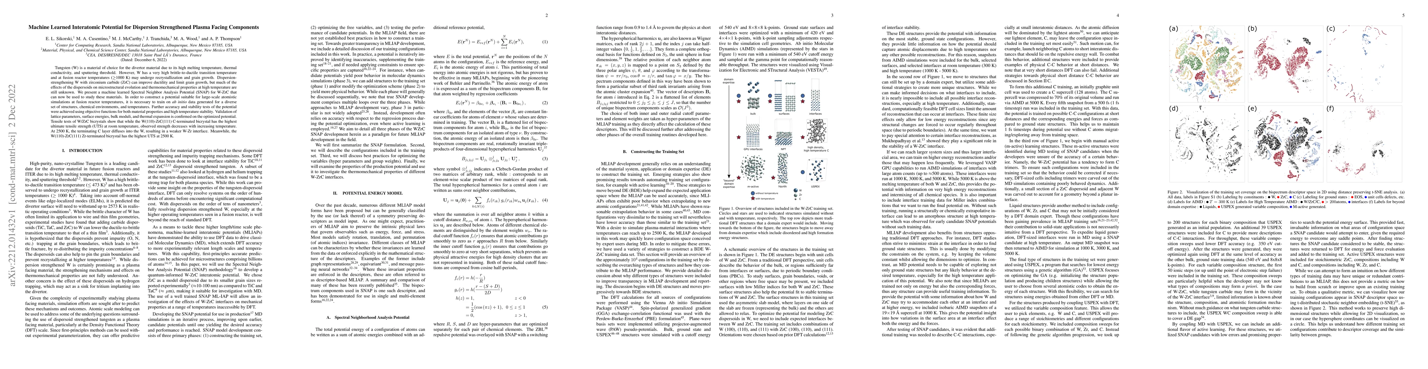 Thumbnail for Machine Learned Interatomic Potential for Dispersion Strengthened Plasma
  Facing Components