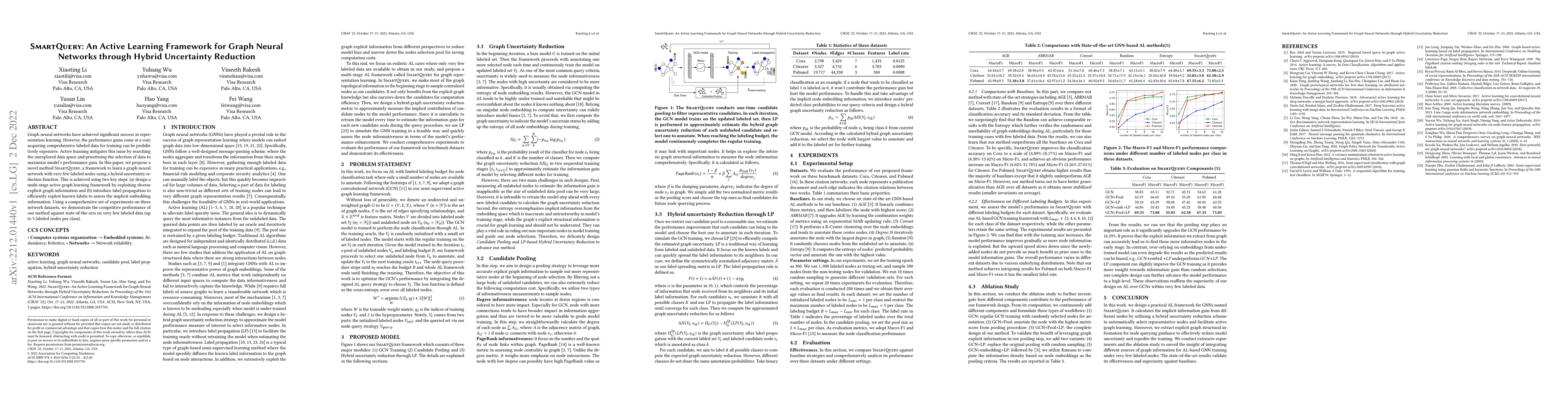 Thumbnail for SMARTQUERY: An Active Learning Framework for Graph Neural Networks
  through Hybrid Uncertainty Reduction