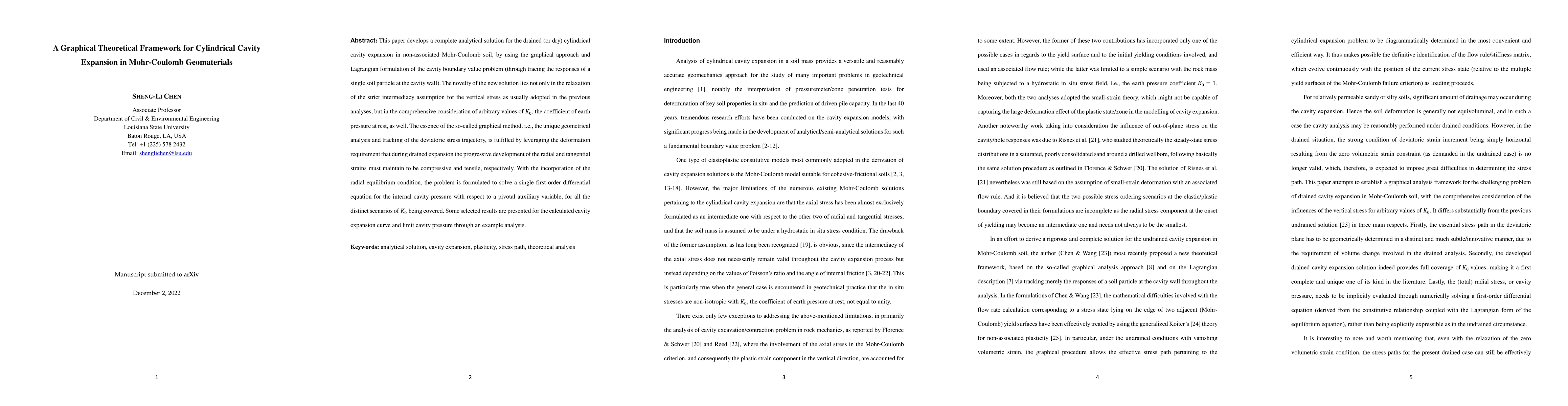 Thumbnail for A Graphical Theoretical Framework for Cylindrical Cavity Expansion in
  Mohr-Coulomb Geomaterials