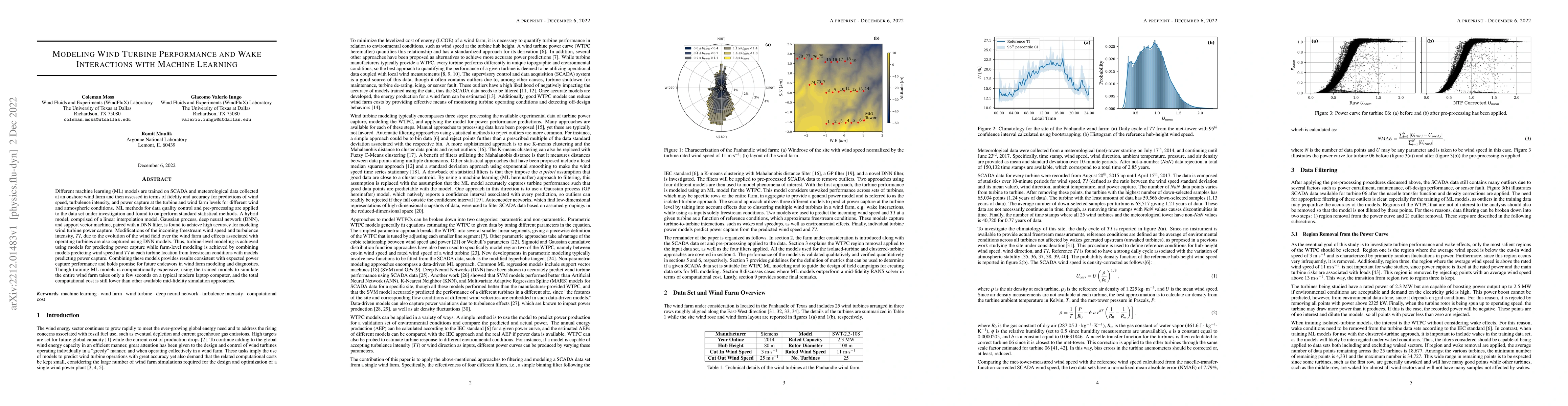 Thumbnail for Modeling Wind Turbine Performance and Wake Interactions with Machine
  Learning