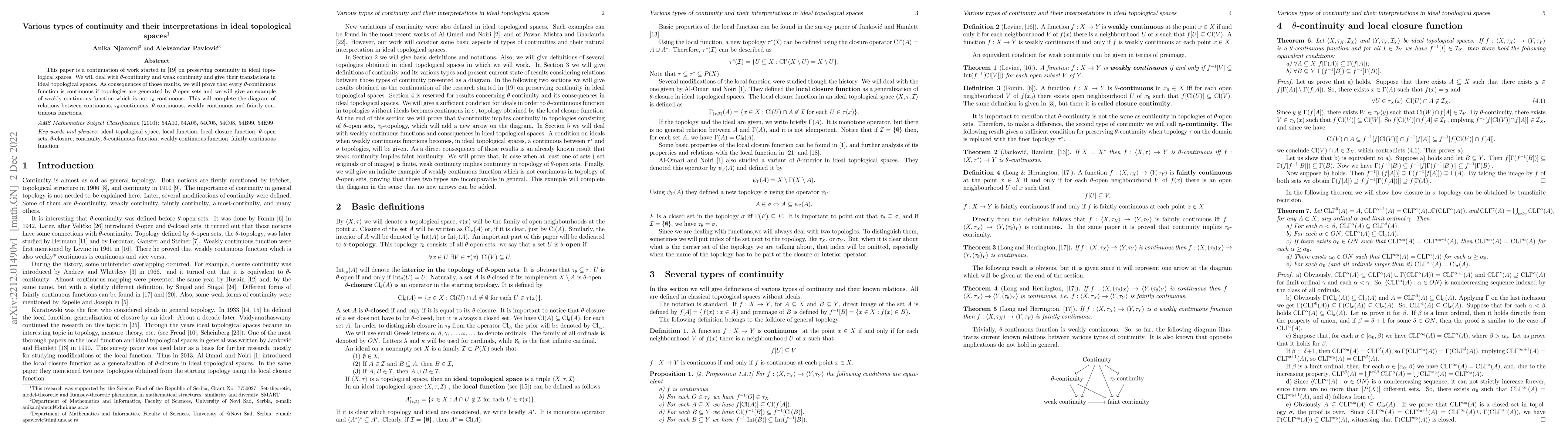 Thumbnail for Various types of continuity and their interpretations in ideal
  topological spaces