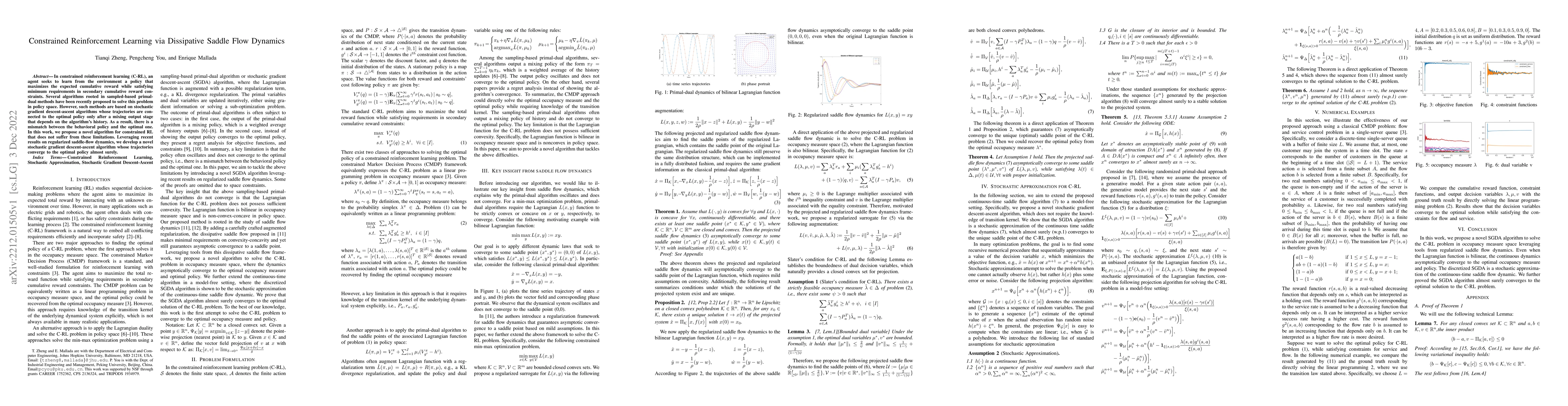 Thumbnail for Constrained Reinforcement Learning via Dissipative Saddle Flow Dynamics