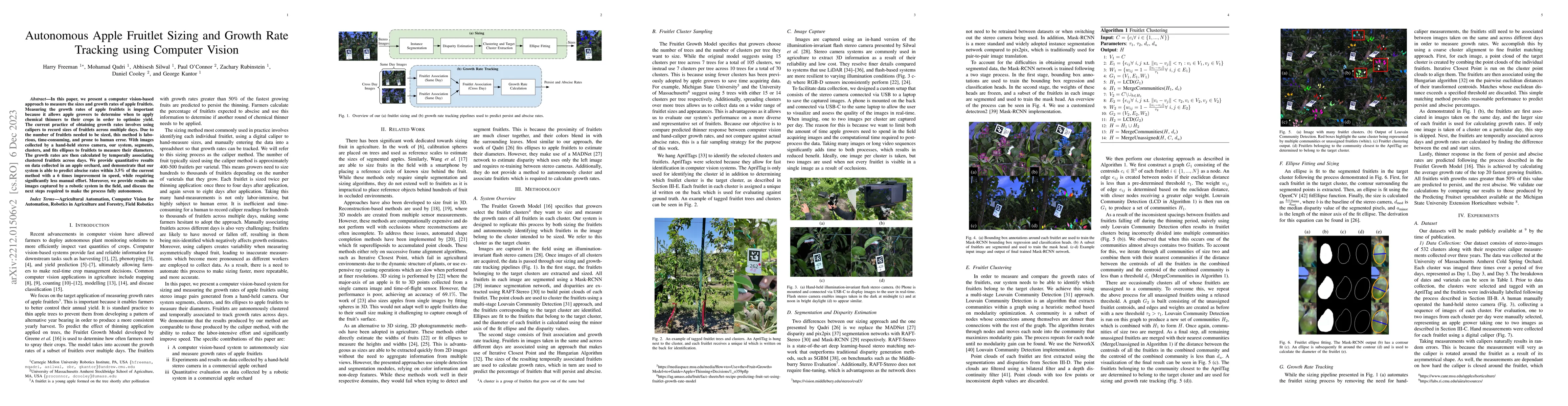 Thumbnail for Autonomous Apple Fruitlet Sizing and Growth Rate Tracking using Computer
  Vision