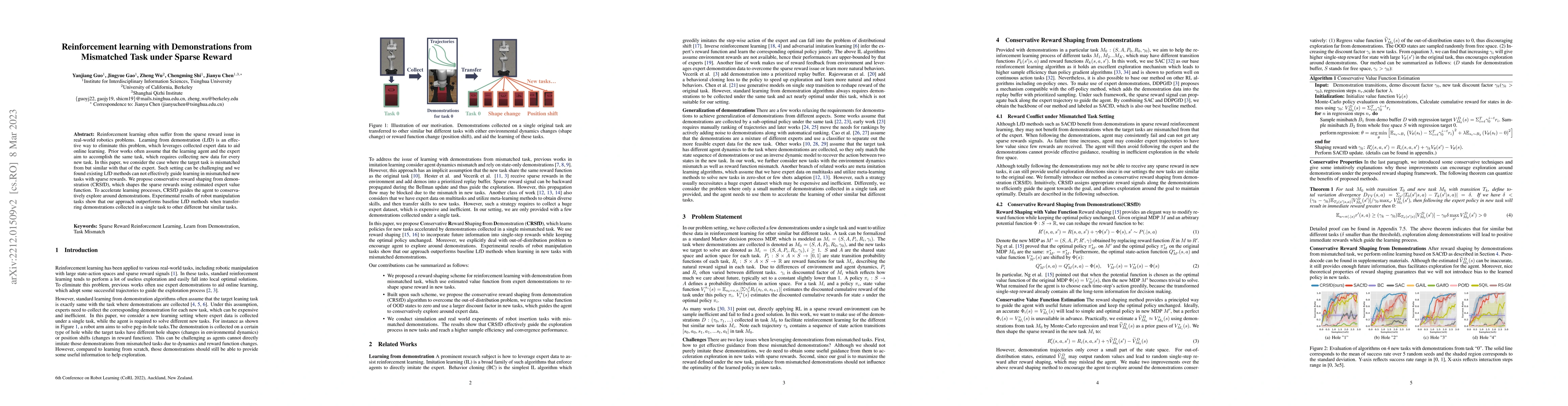Thumbnail for Reinforcement learning with Demonstrations from Mismatched Task under
  Sparse Reward