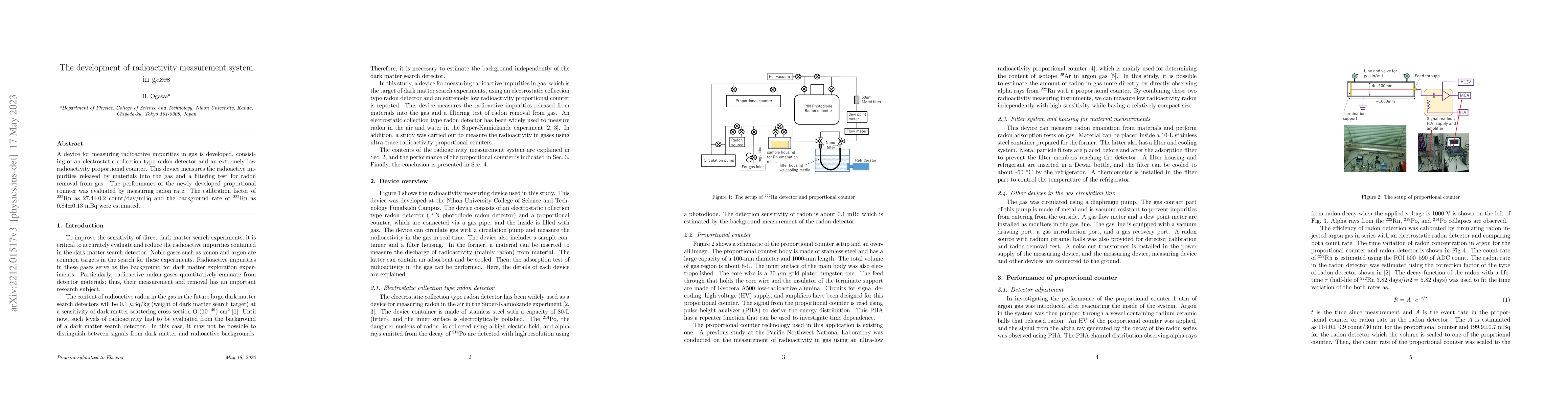 Thumbnail for The development of radioactivity measurement system in gases