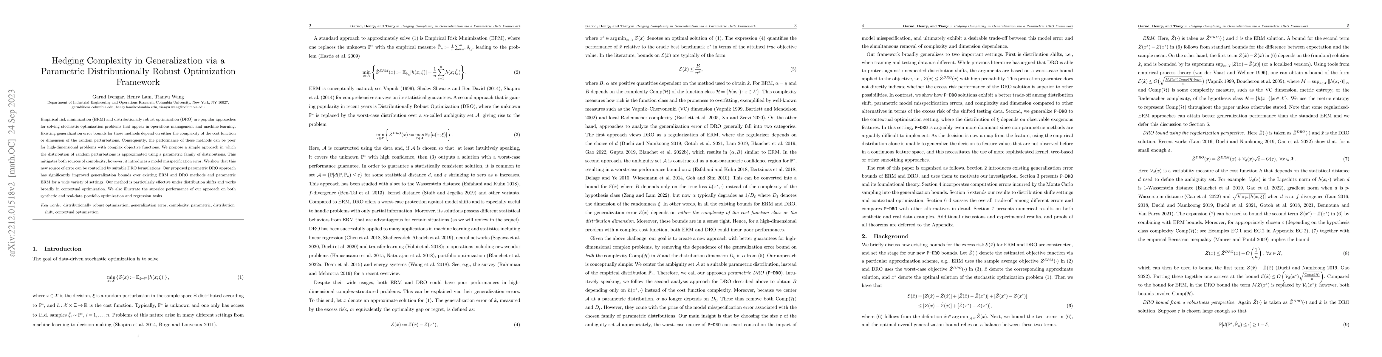 Thumbnail for Hedging Complexity in Generalization via a Parametric Distributionally
  Robust Optimization Framework