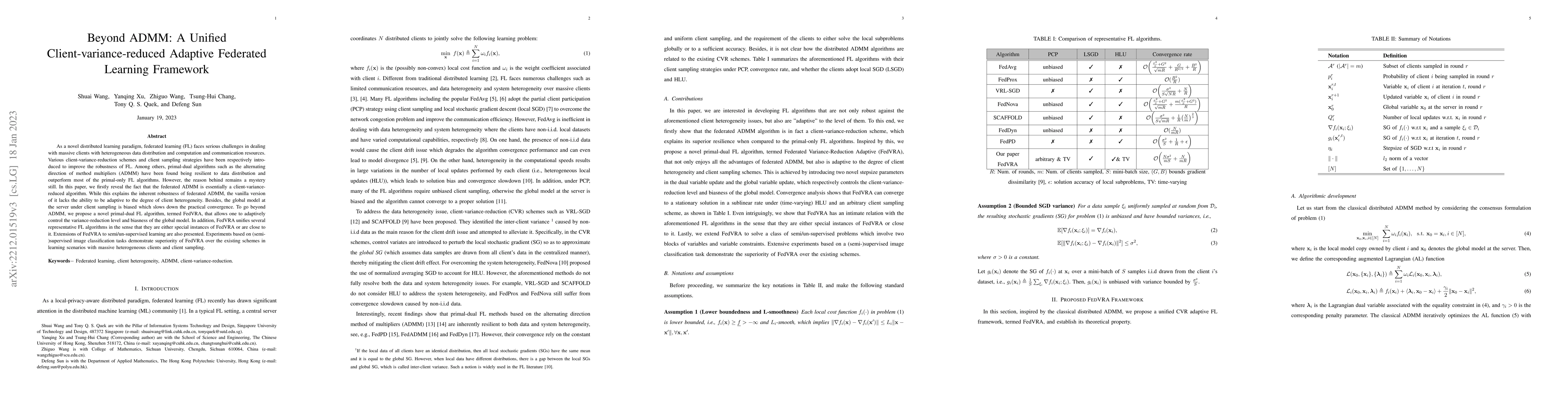 Thumbnail for Beyond ADMM: A Unified Client-variance-reduced Adaptive Federated
  Learning Framework