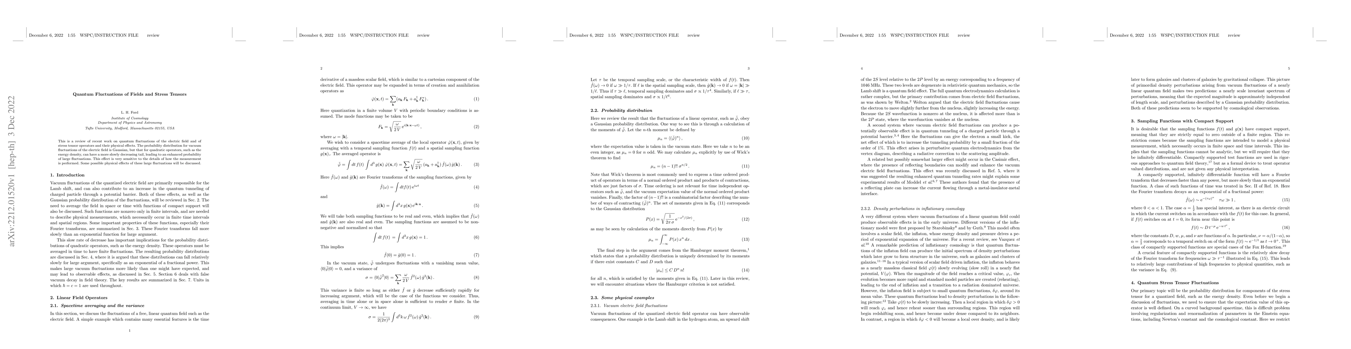 Thumbnail for Quantum Fluctuations of Fields and Stress Tensors