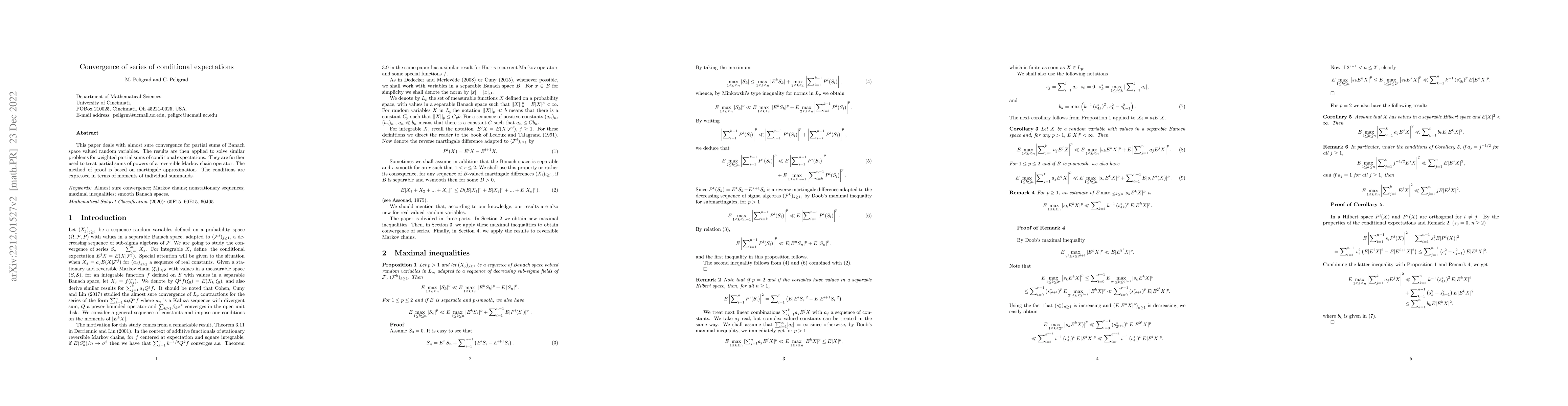 Thumbnail for Convergence of series of conditional expectations